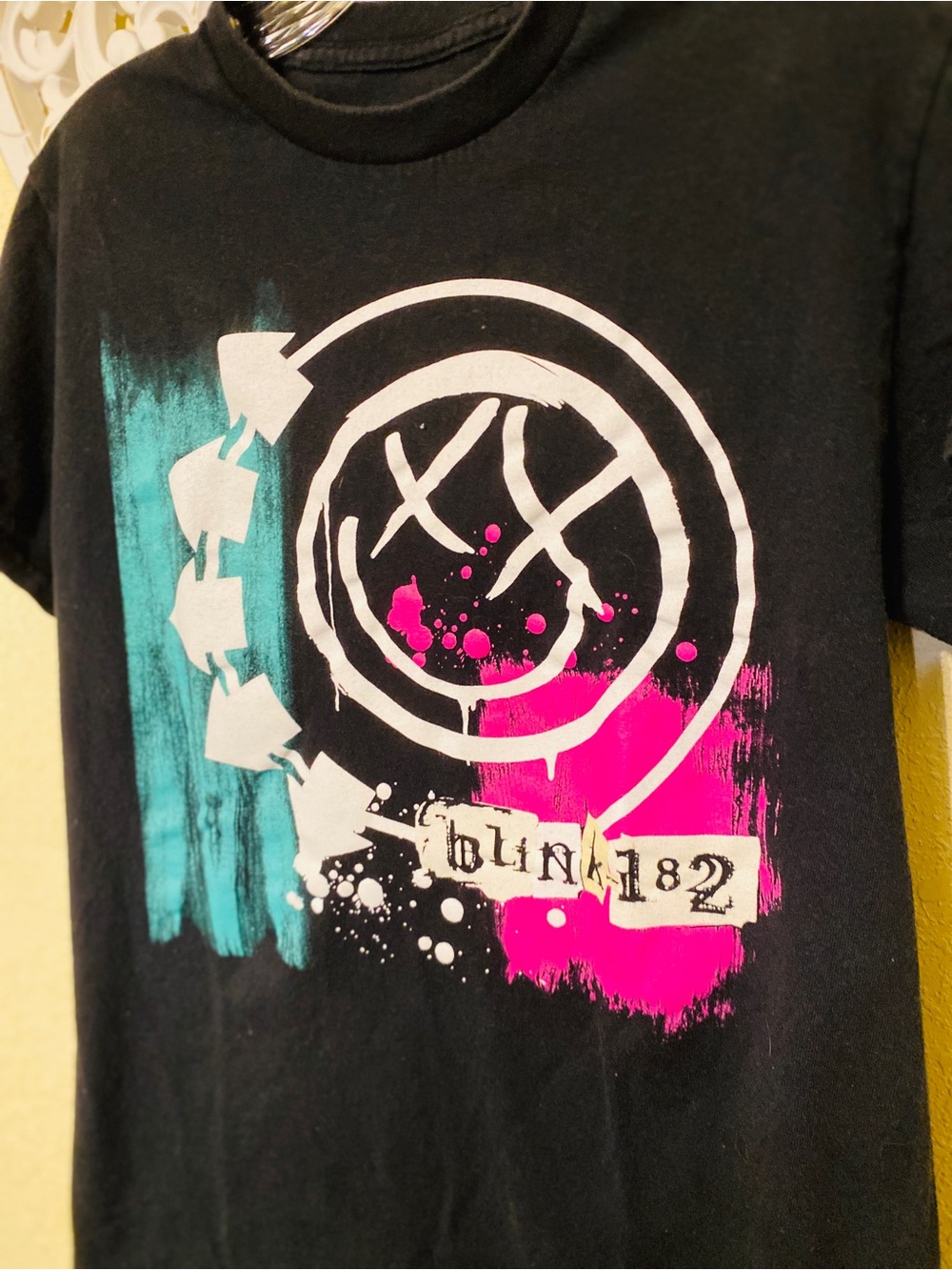 Blink-182 Black Graphic Tee with Teal & Pink Accent - Picture 2 of 3